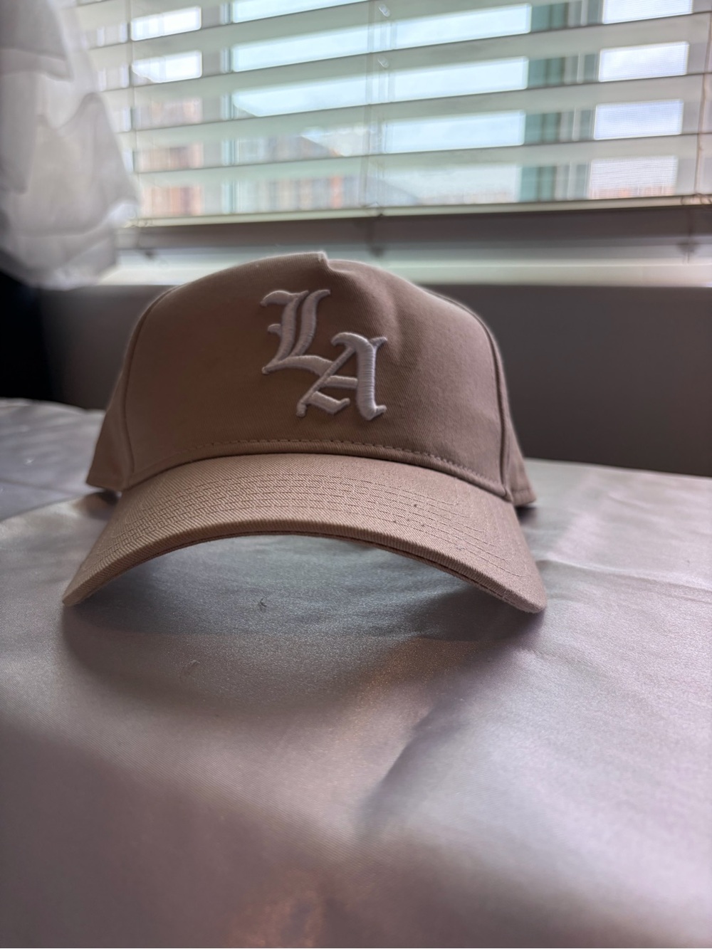 LA Embroidered Baseball Cap in Taupe